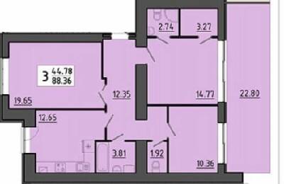 3-кімнатна 88.36 м² в ЖК Квартал Енергія від 15 550 грн/м², Тернопіль