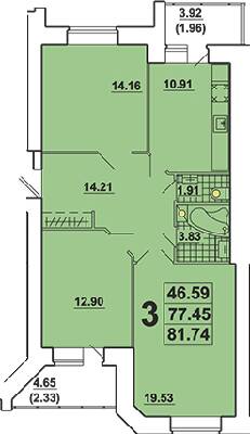 3-комнатная 81.74 м² в ЖК Галичина от 18 000 грн/м², Тернополь