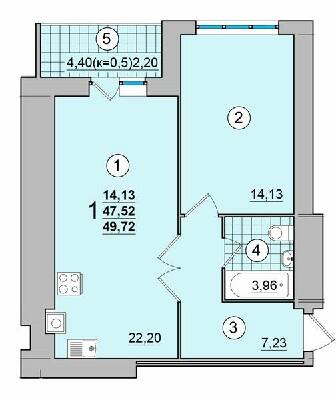 1-кімнатна 49.72 м² в ЖК на Масанах від 12 900 грн/м², Чернігів