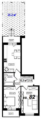 2-кімнатна 53.5 м² в ЖК Амстердам від 15 800 грн/м², с. Білогородка