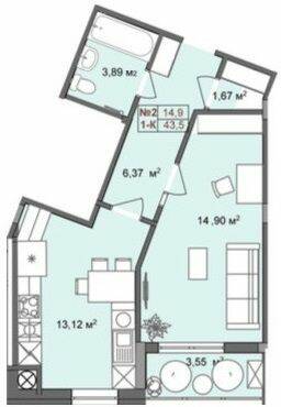 1-комнатная 43.5 м² в ЖК RedWood от 24 900 грн/м², пгт Брюховичи