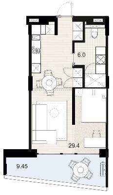 1-комнатная 35.4 м² в ЖК Primorsky Residence от 20 950 грн/м², г. Южное