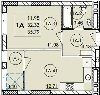 1-кімнатна 35.79 м² в ЖК Дім на Янгеля від 26 100 грн/м², Вінниця