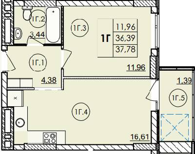 1-кімнатна 37.78 м² в ЖК Дім на Янгеля від 26 100 грн/м², Вінниця