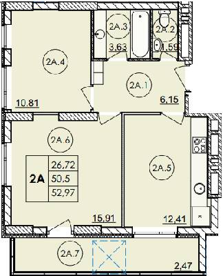 2-кімнатна 52.97 м² в ЖК Дім на Янгеля від 24 600 грн/м², Вінниця