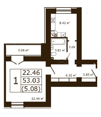 1-кімнатна 53.03 м² в ЖК Чайка від 17 300 грн/м², с. Чайки