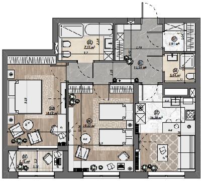 2-комнатная 83.52 м² в ЖК Dynastia BC от 29 550 грн/м², г. Белая Церковь