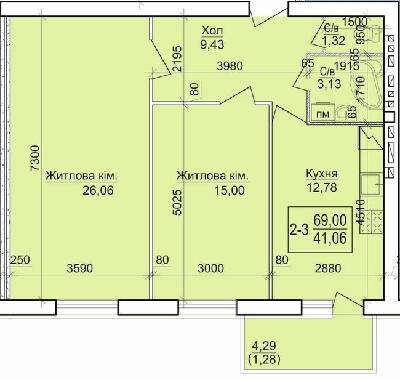 2-кімнатна 69 м² в ЖК Будинок №20 від 18 850 грн/м², м. Васильків