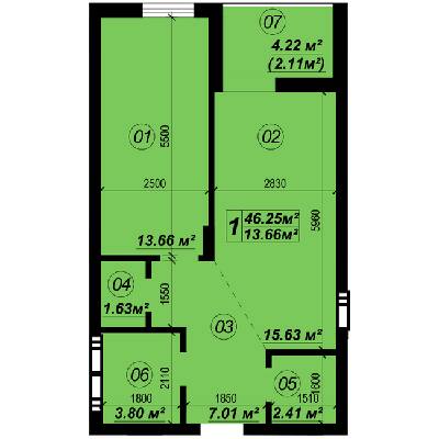 1-комнатная 46.25 м² в ЖК Verba от 19 250 грн/м², пгт Глеваха