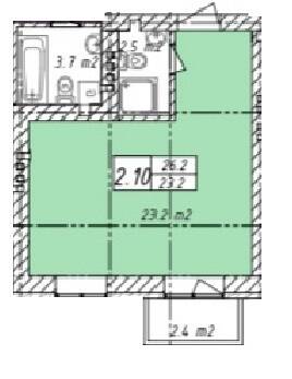 1-кімнатна 26.2 м² в ЖК Belveder City Smart від 17 900 грн/м², с. Гнідин