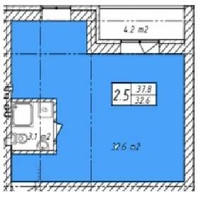 1-комнатная 37.8 м² в ЖК Belveder City Smart от застройщика, с. Гнедин