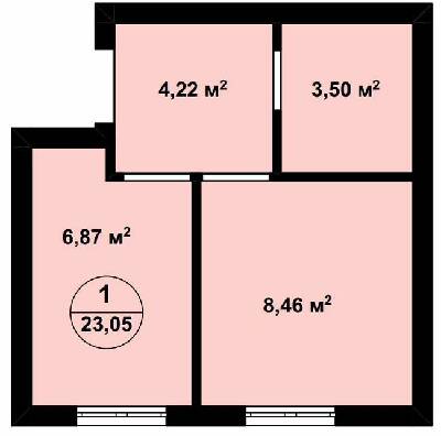 1-комнатная 23.05 м² в ЖК Aura Center от 25 250 грн/м², с. Крюковщина