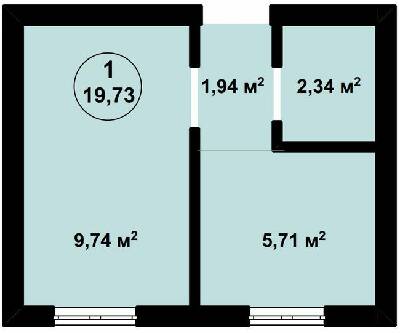 1-кімнатна 19.73 м² в ЖК Aura Center від 22 600 грн/м², с. Крюківщина