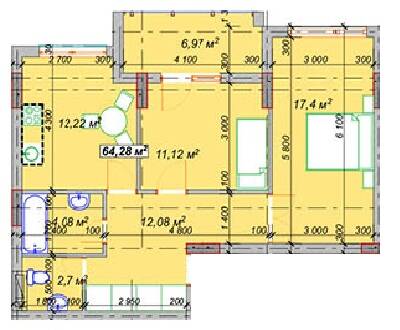 2-кімнатна 64.28 м² в ЖК Набережний квартал від 16 800 грн/м², м. Свалява