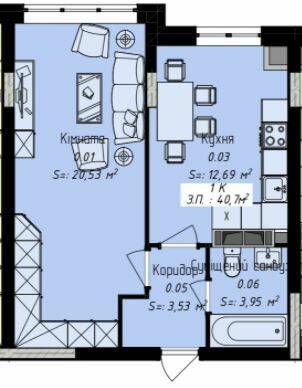 1-кімнатна 40.7 м² в ЖК Джем Сіті від 16 000 грн/м², м. Кам`янець-Подільський