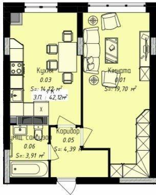 1-кімнатна 42.12 м² в ЖК Джем Сіті від 16 000 грн/м², м. Кам`янець-Подільський