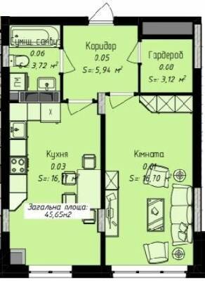 1-комнатная 45.65 м² в ЖК Джем Сити от 16 000 грн/м², г. Каменец-Подольский