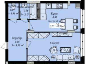 1-комнатная 47.06 м² в ЖК Джем Сити от 16 000 грн/м², г. Каменец-Подольский