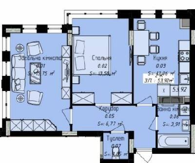 2-комнатная 53.92 м² в ЖК Джем Сити от 16 000 грн/м², г. Каменец-Подольский