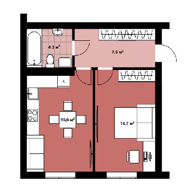1-комнатная 42.1 м² в КД Positano Residence от 22 700 грн/м², г. Ирпень