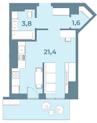 1-кімнатна 33.2 м² в ЖК Kyiv Sky від 23 950 грн/м², Луцьк