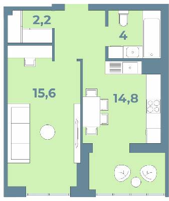 1-комнатная 39.9 м² в ЖК Kyiv Sky от 23 950 грн/м², Луцк