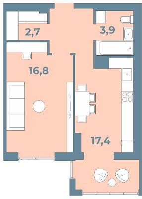 1-комнатная 45.7 м² в ЖК Kyiv Sky от 23 950 грн/м², Луцк