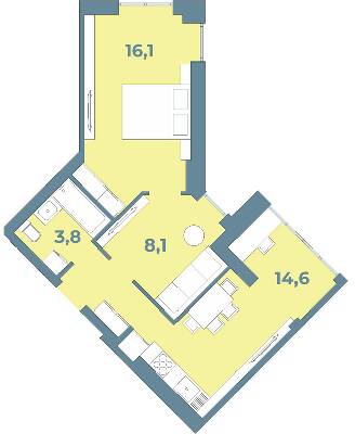 2-кімнатна 46.2 м² в ЖК Kyiv Sky від 19 950 грн/м², Луцьк