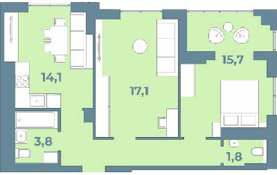 2-комнатная 61.5 м² в ЖК Kyiv Sky от 21 450 грн/м², Луцк