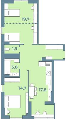 2-комнатная 69 м² в ЖК Kyiv Sky от 21 450 грн/м², Луцк