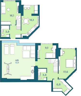 Двухуровневая 106.4 м² в ЖК Kyiv Sky от 20 950 грн/м², Луцк