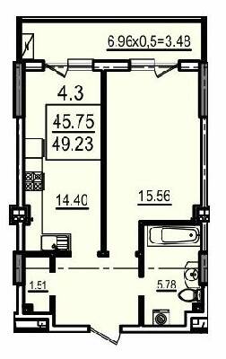 1-кімнатна 49.23 м² в Апарт-комплекс Каліпсо від 35 750 грн/м², Одеса