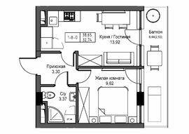 1-кімнатна 32.74 м² в ЖМ ARTVILLE від 23 300 грн/м², смт Авангард