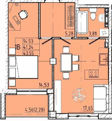 1-кімнатна 43.06 м² в ЖК Graf на Педагогічній від 35 200 грн/м², Одеса