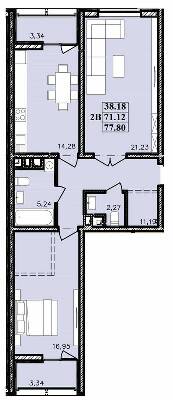 2-комнатная 77.8 м² в ЖК Modern от 21 400 грн/м², Одесса