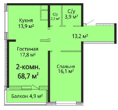 2-комнатная 68.3 м² в ЖК Альтаир 3 от 24 700 грн/м², Одесса