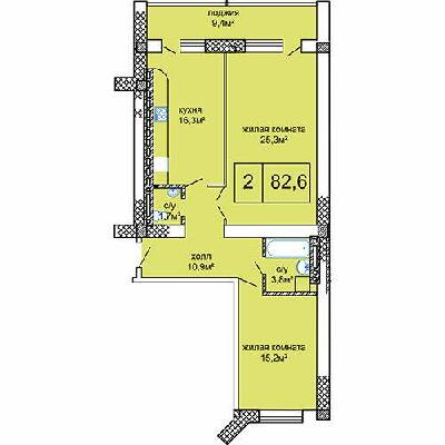 2-кімнатна 82.6 м² в ЖК Вернісаж від 23 850 грн/м², Одеса