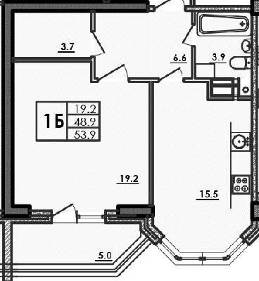 1-кімнатна 53.9 м² в ЖК Хвиля від 22 150 грн/м², Одеса