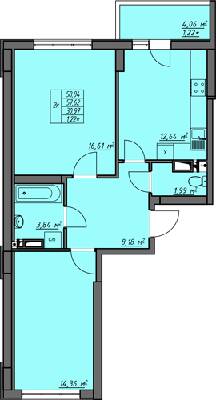 2-комнатная 58.84 м² в ЖК Одесские традиции от 22 850 грн/м², Одесса