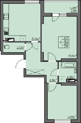 2-кімнатна 62.59 м² в ЖК Одеські традиції від 22 850 грн/м², Одеса