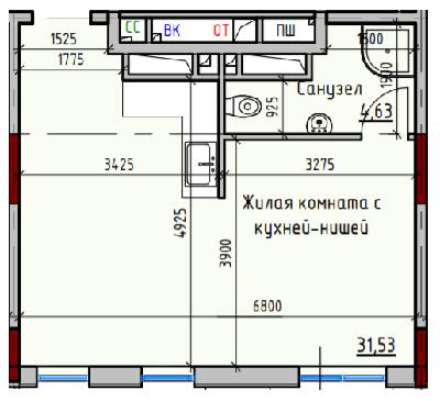 1-комнатная 35.79 м² в ЖК Пространство Eco City (Пространство на Радостной) от 23 850 грн/м², Одесса