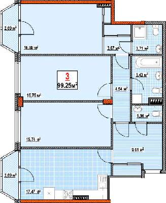 3-комнатная 99.25 м² в КД Консул от 36 950 грн/м², Одесса