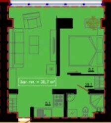 1-комнатная 36.7 м² в ГЖК Русь от 10 450 грн/м², г. Белгород-Днестровский