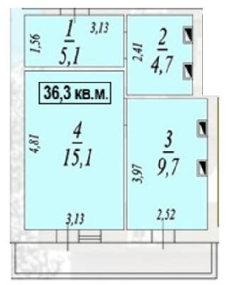 1-кімнатна 36.3 м² в ЖК Авангард від 14 500 грн/м², смт Авангард