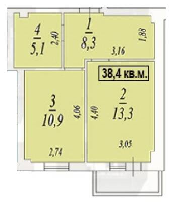 1-комнатная 38.4 м² в ЖК Авангард от 14 500 грн/м², пгт Авангард