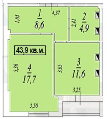 1-кімнатна 43.9 м² в ЖК Авангард від 14 500 грн/м², смт Авангард