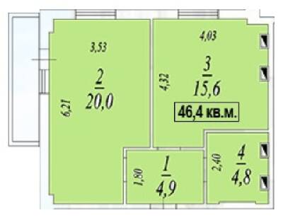 1-кімнатна 46.4 м² в ЖК Авангард від 14 500 грн/м², смт Авангард