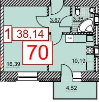 1-комнатная 38.14 м² в ЖК Немецкий проект (Григоровское шоссе) от 23 700 грн/м², Харьков