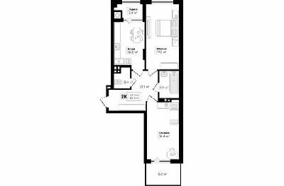 2-комнатная 62.3 м² в ЖК Auroom City от 18 650 грн/м², Львов