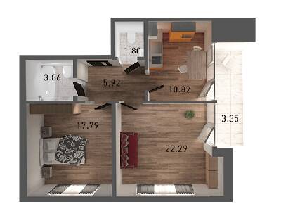 2-комнатная 65.83 м² в ЖК Горганы от 20 150 грн/м², Львов